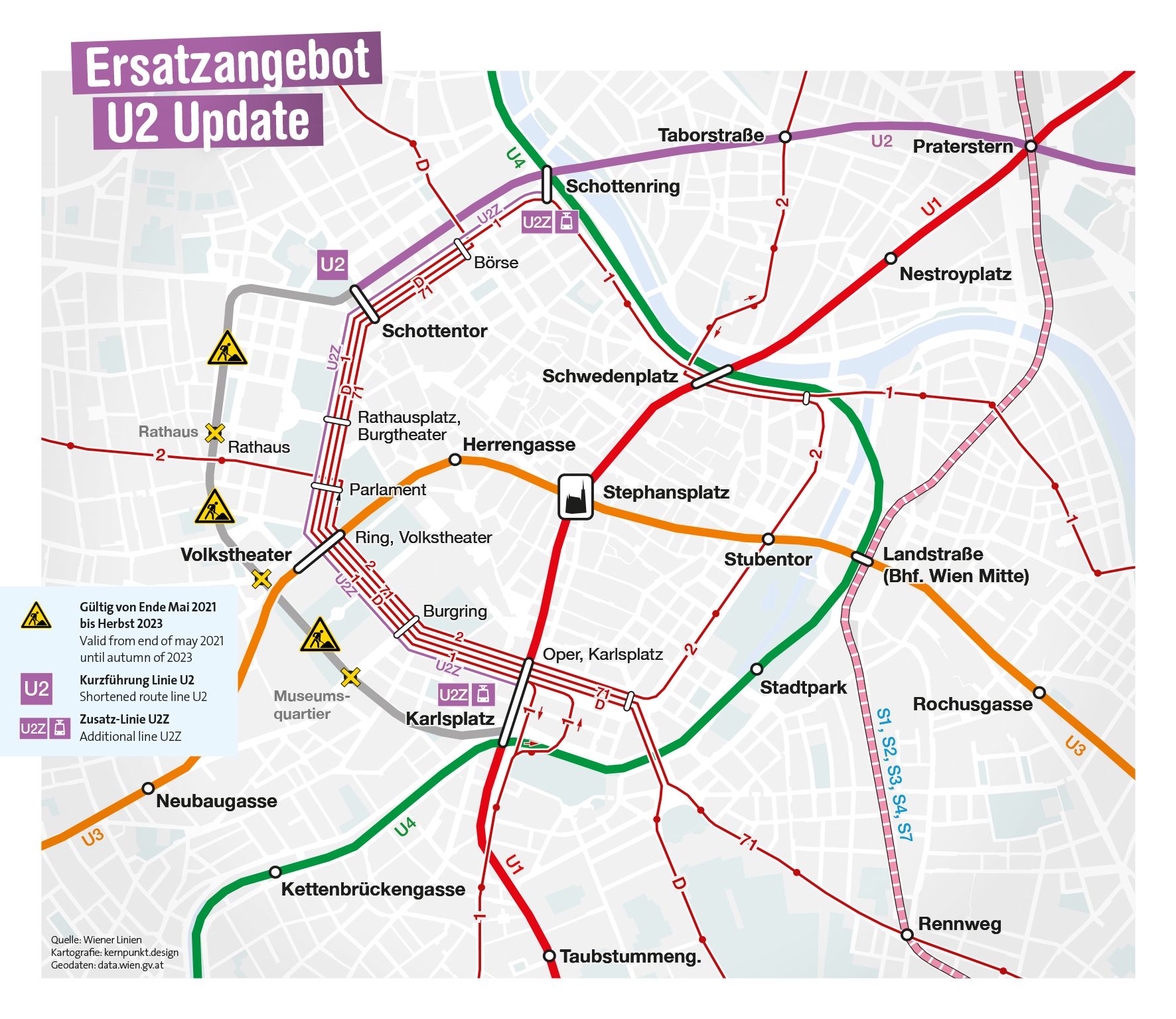Die verstärkt geführten Ring-Linien sollen den U2-Ausfall kompensieren.