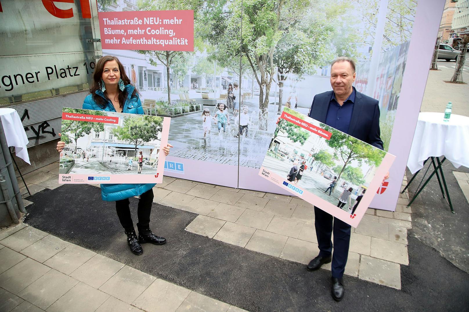 Stadträtin Ulli Sima und Ottakrings Bezirksvorsteher Franz Prokop (beide SPÖ) präsentierten am Mittwoch die Pläne für die neue Thaliastraße.