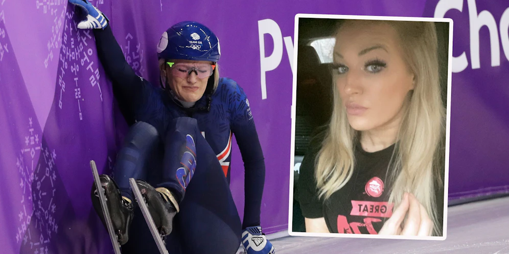 Elise Christie hat mit Olympia noch eine Rechnung offen. Nach dem Training liefert sie aktuell Pizza aus (rechts).