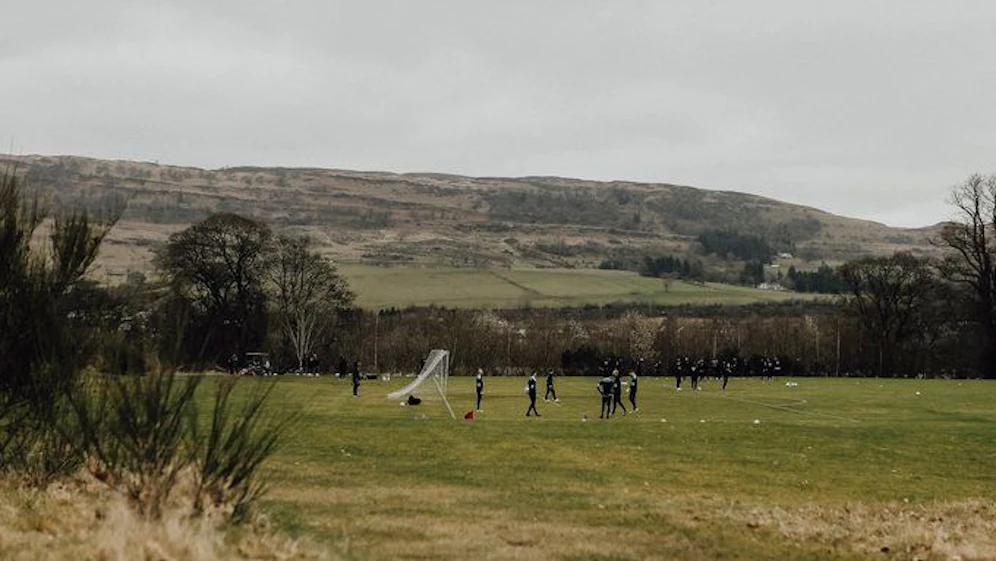 Das ÖFB-Team beim Anschwitzen in Schottland.