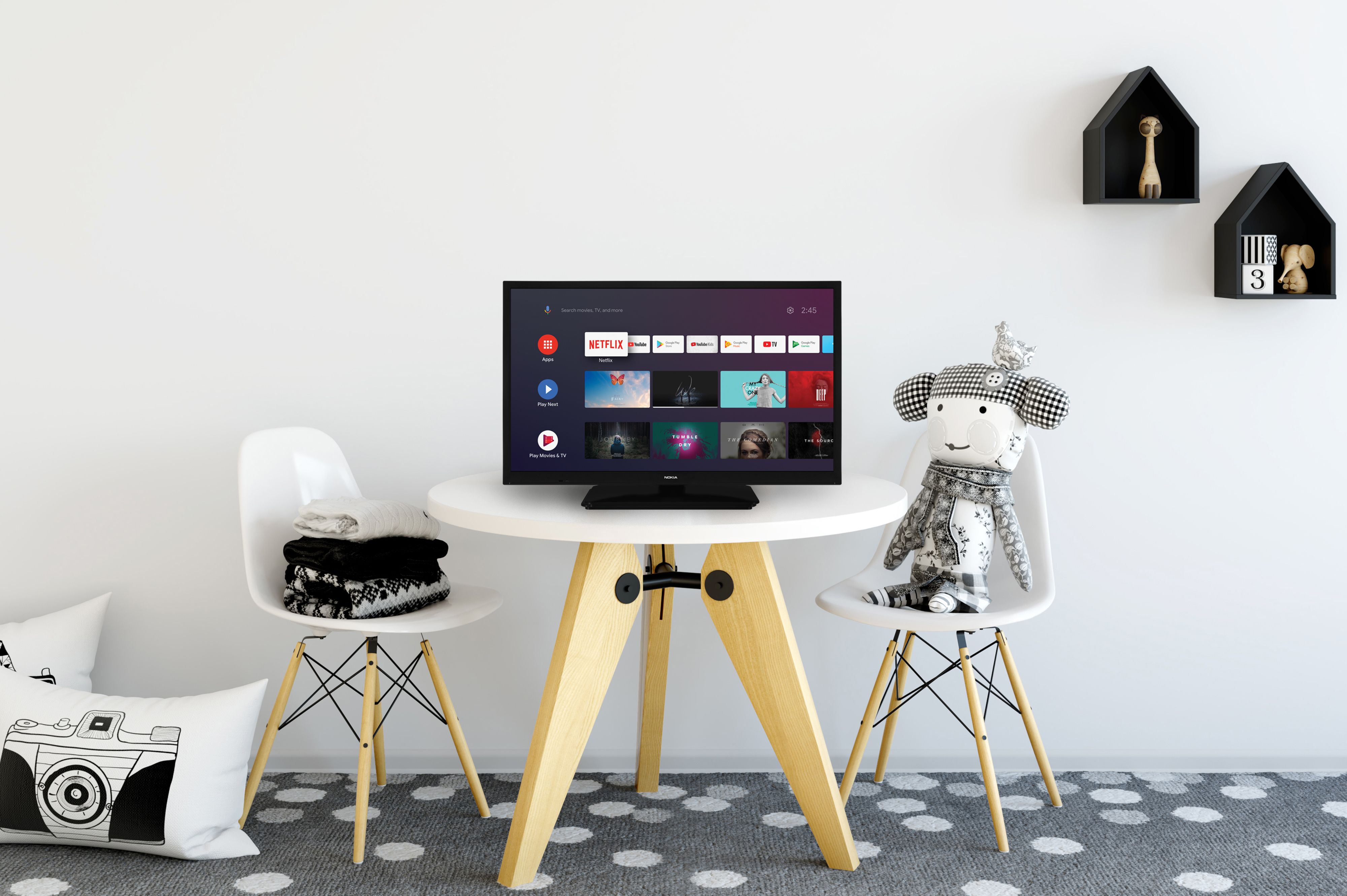 Der 24 Zoll Nokia Smart TV kommt mit Android TV, bietet Zugriff auf beliebte Streaming-Dienste und findet überall seinen Platz.