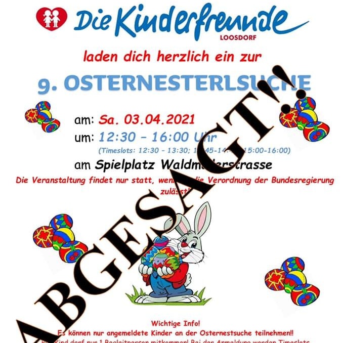 Leider fällt das traditionelle Osterfest der Kinderfreunde Loosdorf Corona zum Opfer.