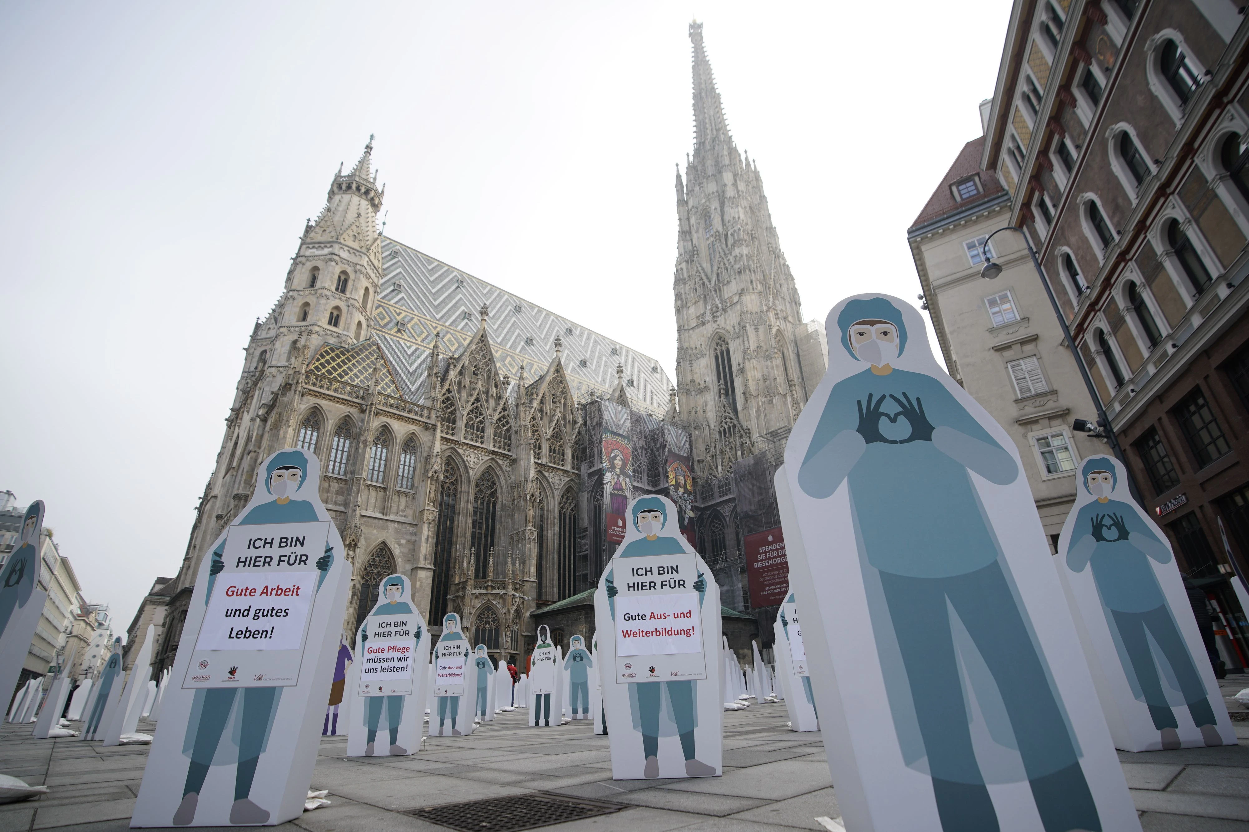 Flashmob des Gesundheitspersonals am Stephansplatz
