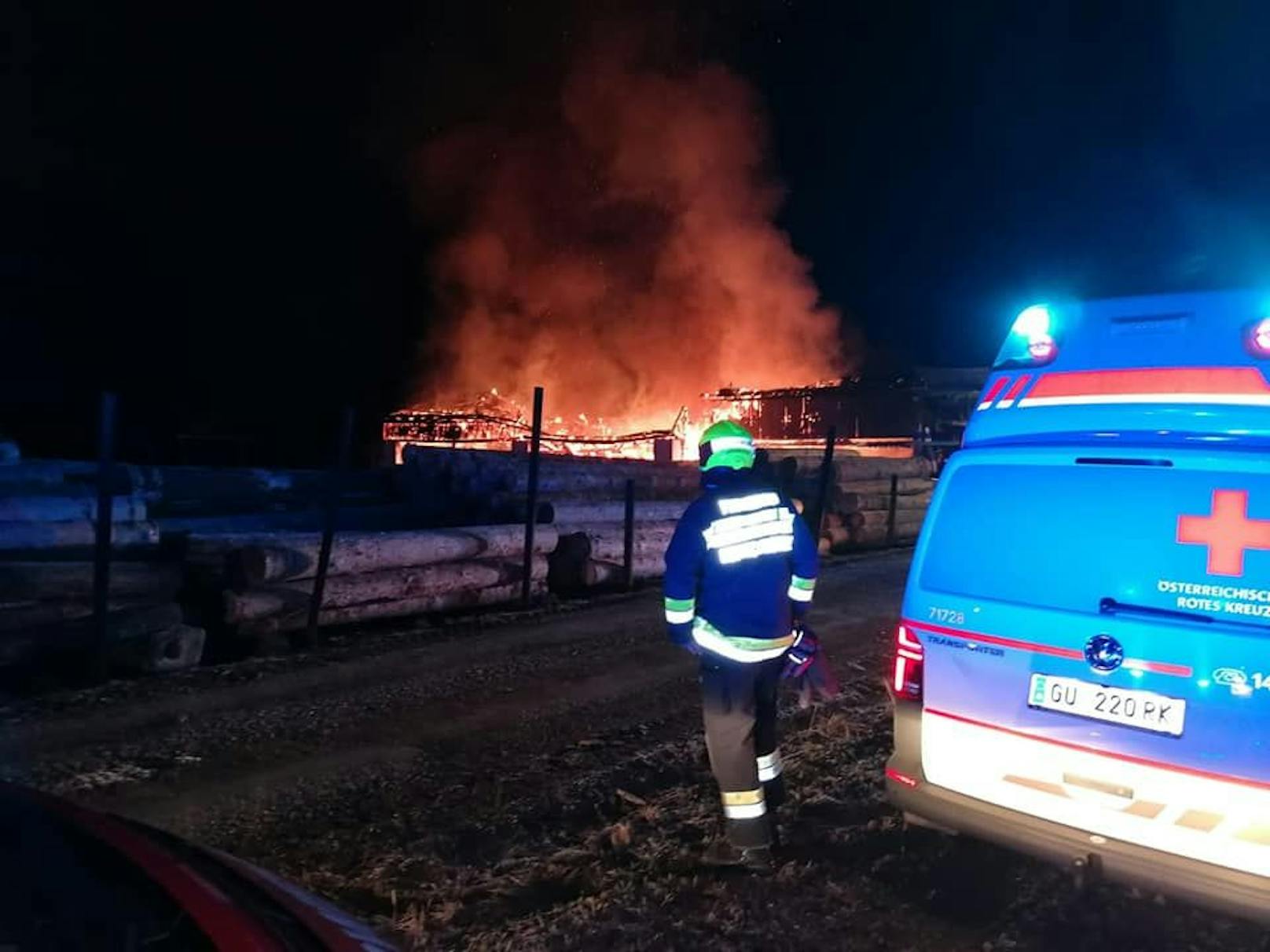 In einem Sägewerk in Deutschfeistritz brannte es in der Nacht auf Mittwoch (03.03.2021)