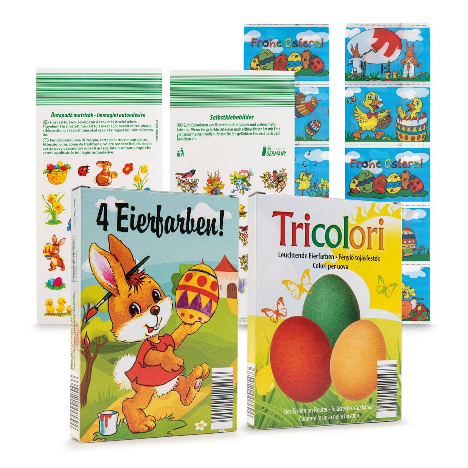 "Tricolori" und "4 Eierfarben" von HOFER.