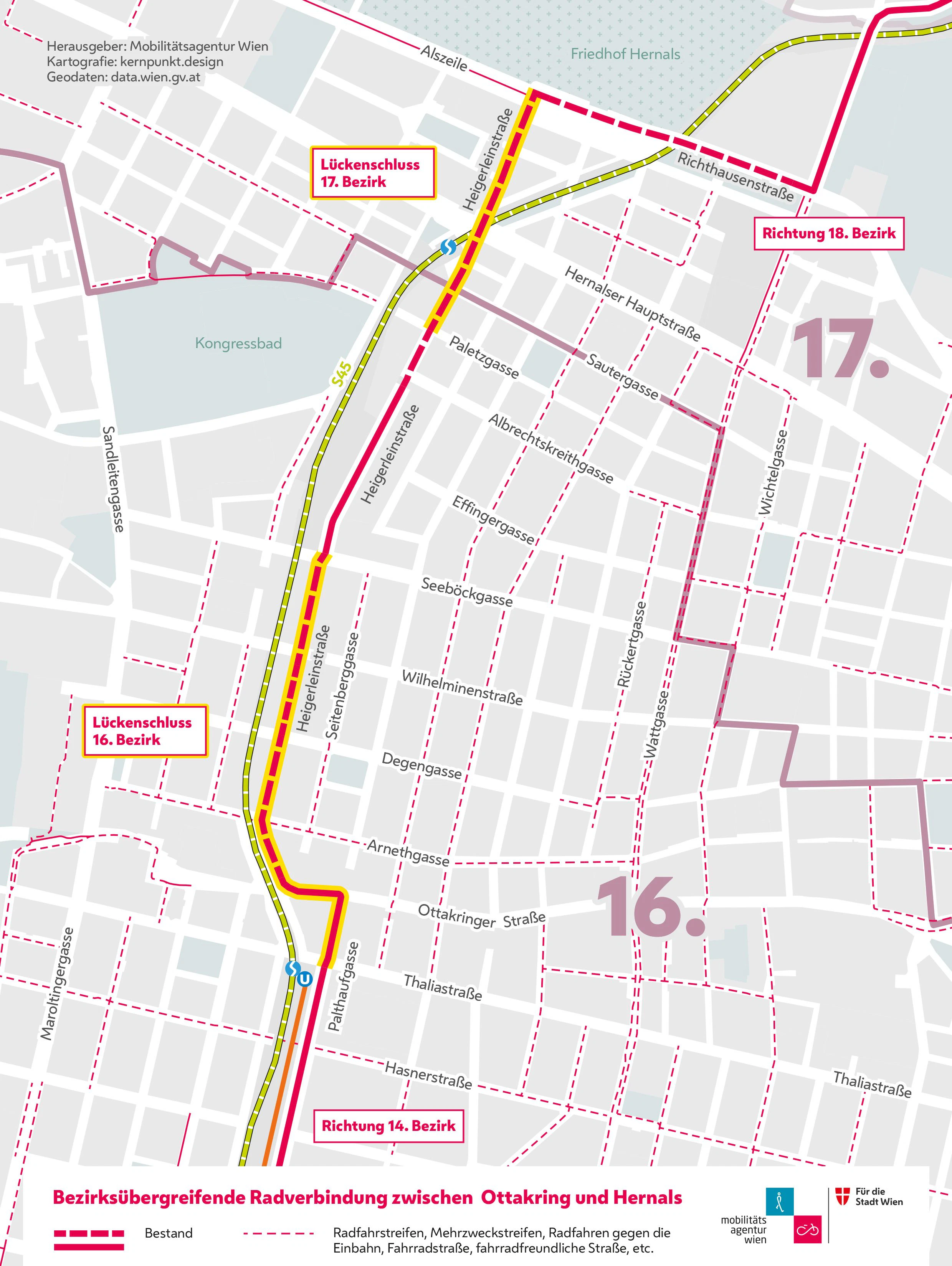 Die Stadt schließt die Lücken im Radwegenetz. Dank neuer Radverbindungen im Bereich der Ottakringer Straße und Heigerleinstraße kann man ab Herbst von Währing bis Penzing bequem durchradeln.