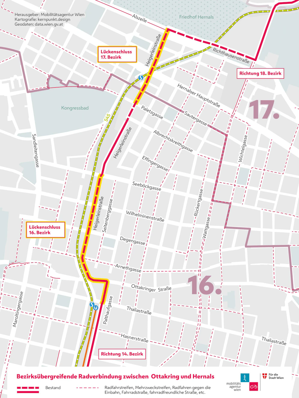 Die Stadt schließt die Lücken im Radwegenetz. Dank neuer Radverbindungen im Bereich der Ottakringer Straße und Heigerleinstraße kann man ab Herbst von Währing bis Penzing bequem durchradeln.