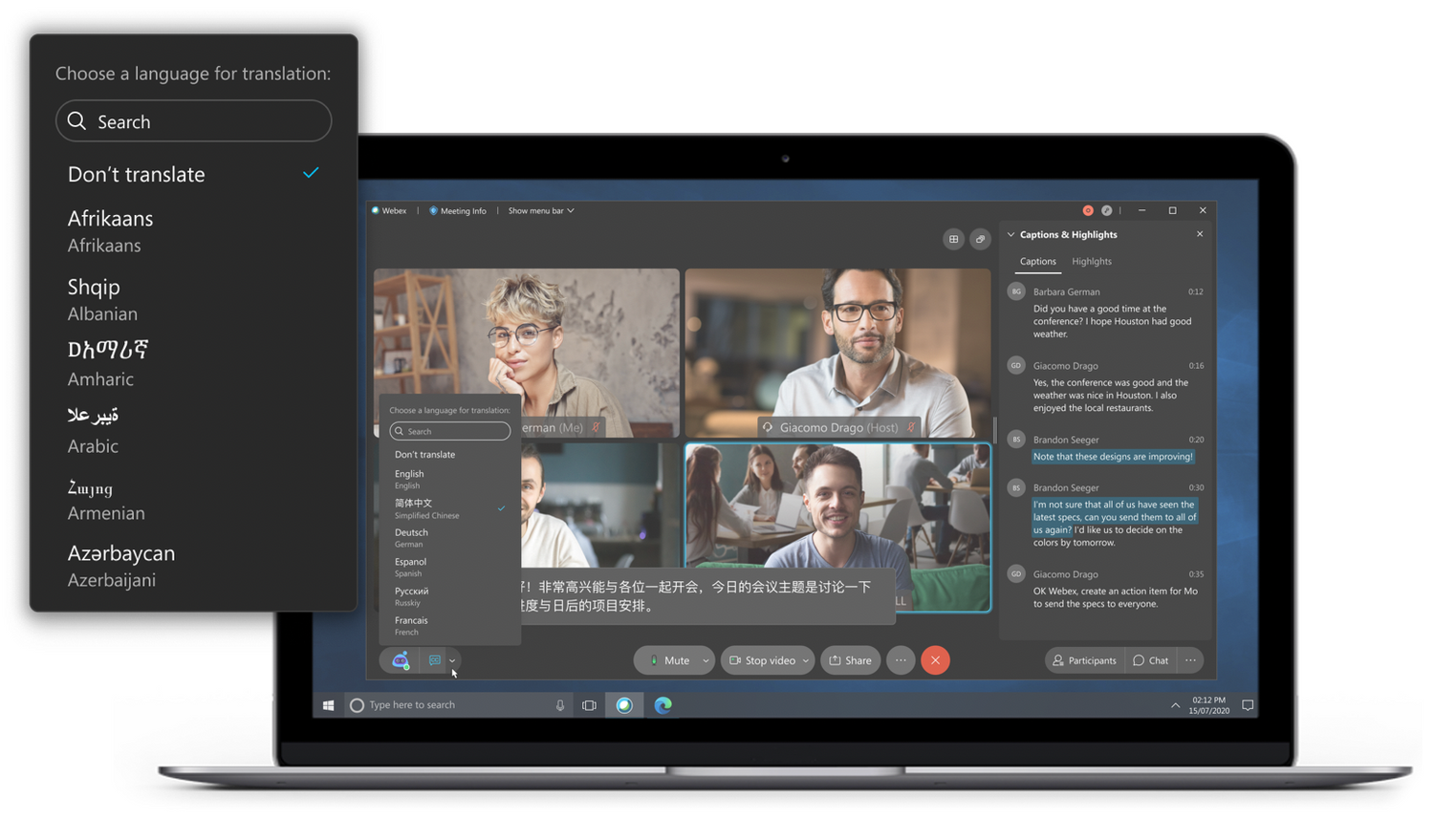 Die Welt rückt zusammen: Webex mit neuer Echtzeit-Übersetzung.