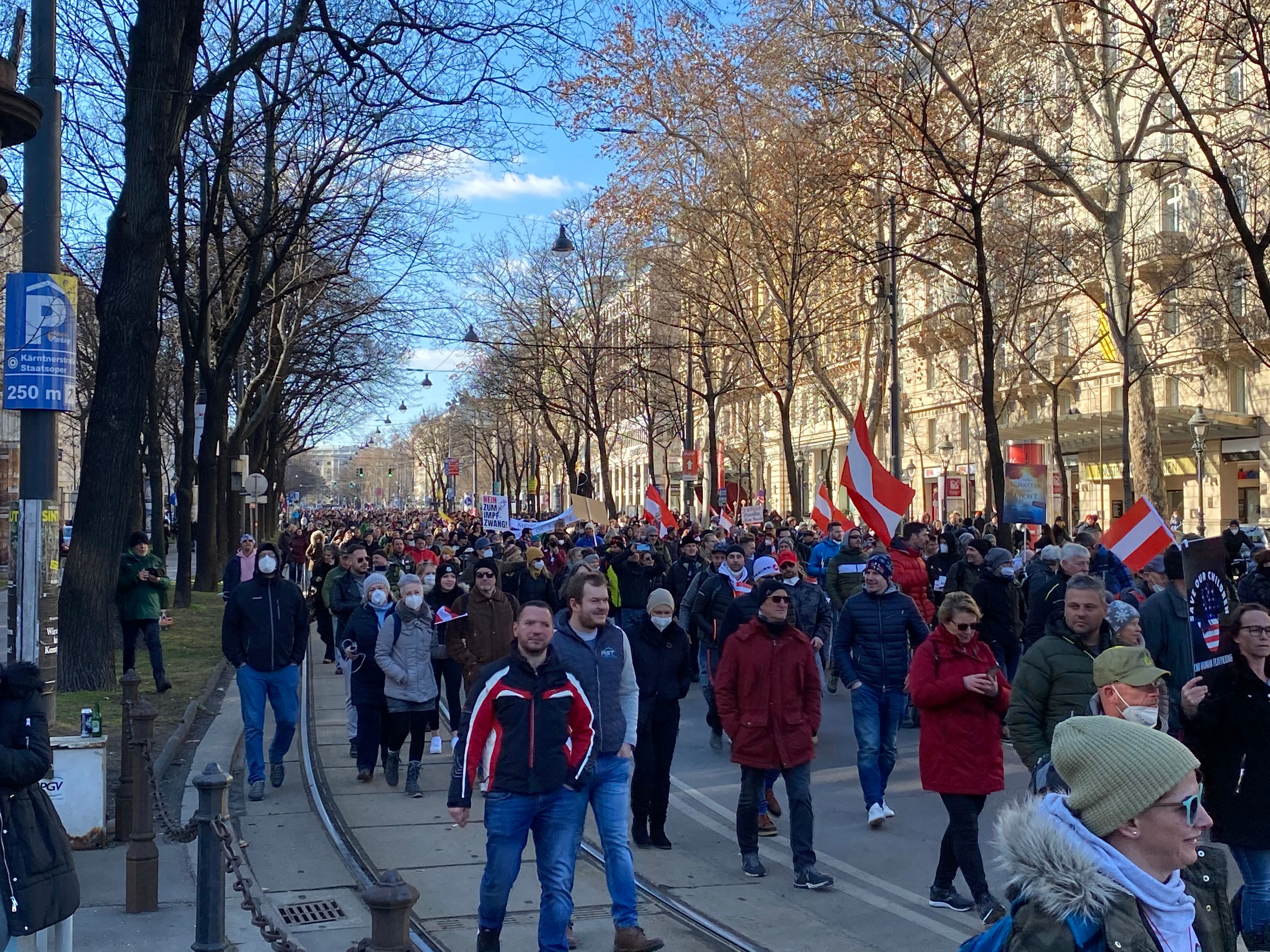 Masken sind auf der Corona-Demo selten gesehen