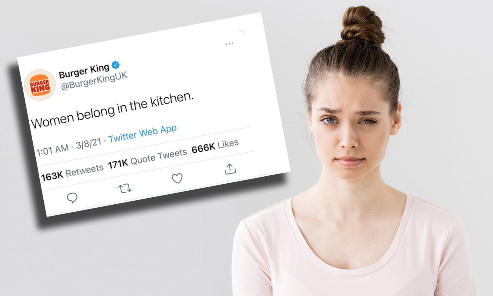 Öha? Am Weltfrauentag twitterte Burger King, dass Frauen in die Küche gehören. 