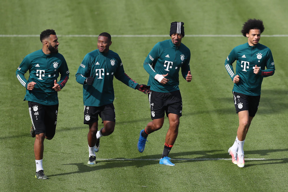 Die Bayern haben Spaß beim Training.