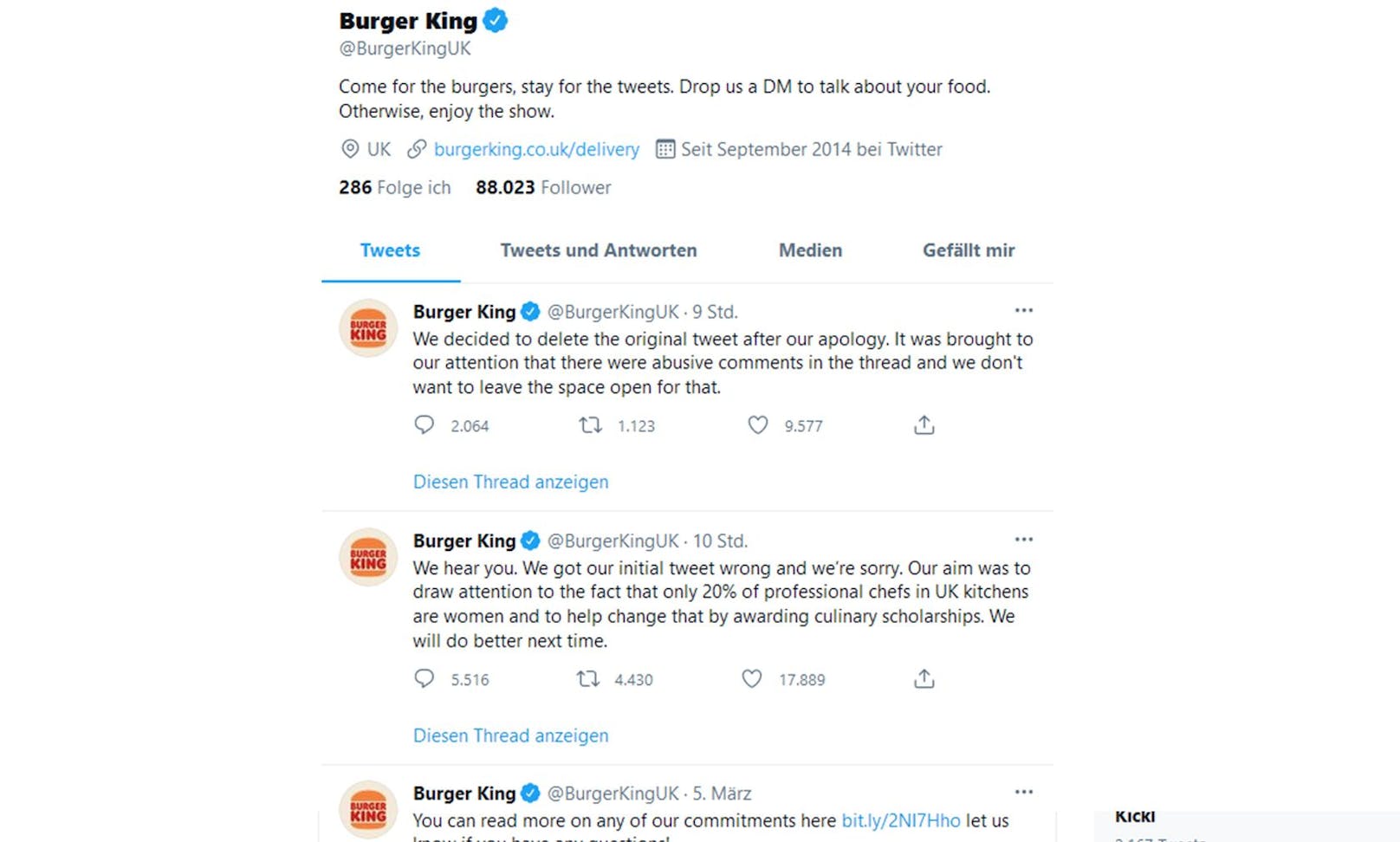 Burger King löschte den Beitrag und entschuldigte sich öffentlich. 