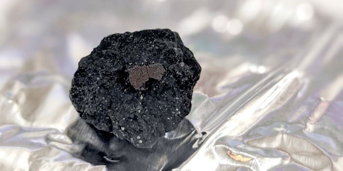 Fragment des Meteoriten aus Winchcombe in der englischen Grafschaft Gloucestershire.