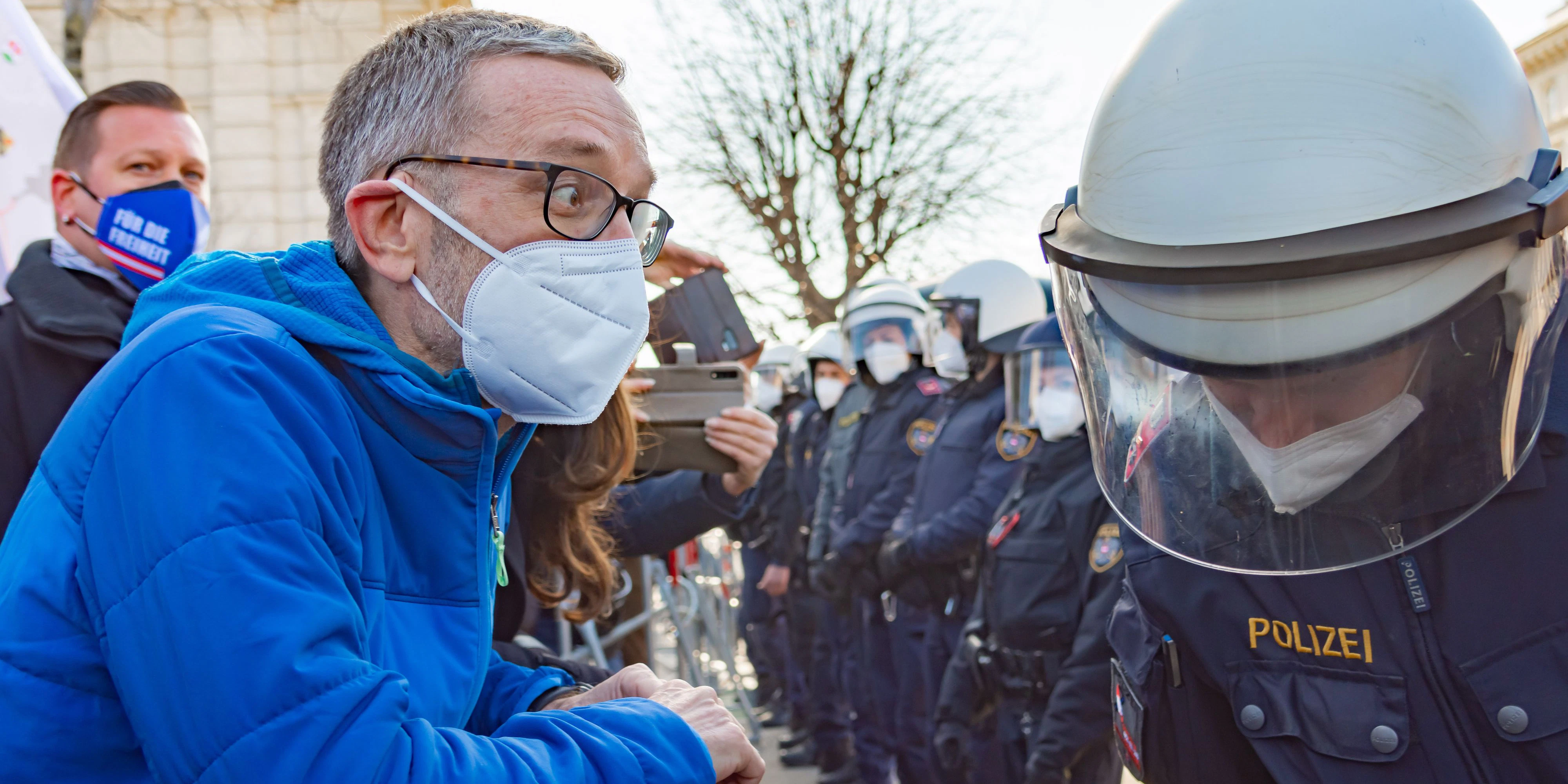 FPÖ-Klubchef Herbert Kickl bei der Demo am Samstag.