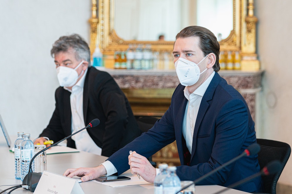 Bundeskanzler Sebastian Kurz und Vizekanzler Werner Kogler.