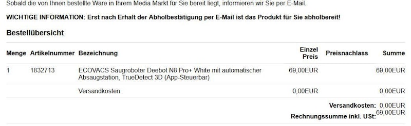 Der Saugroboter wurde stark vergünstigt angeboten.