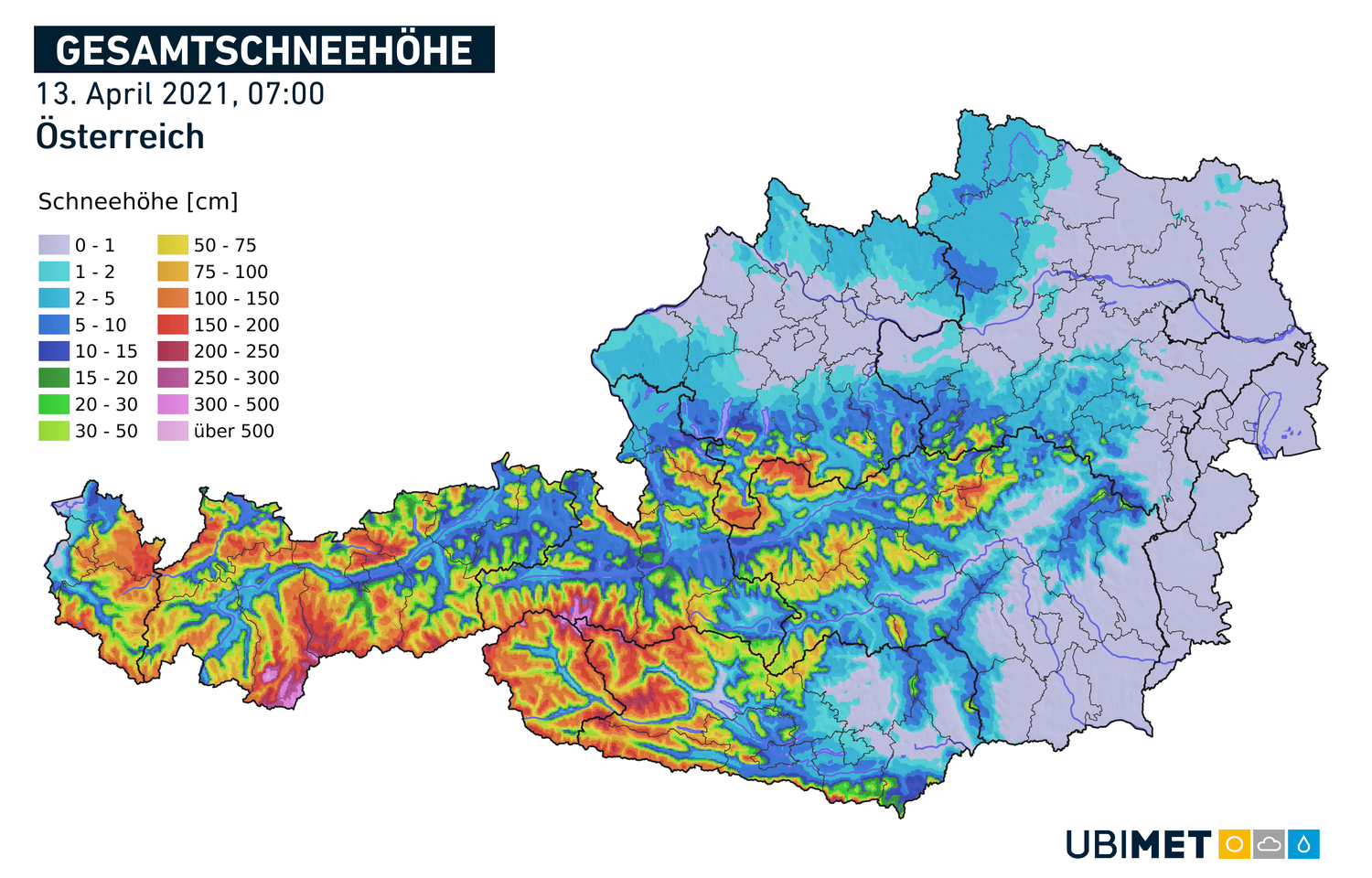 Die Gesamtschneehöhe am 13. April.