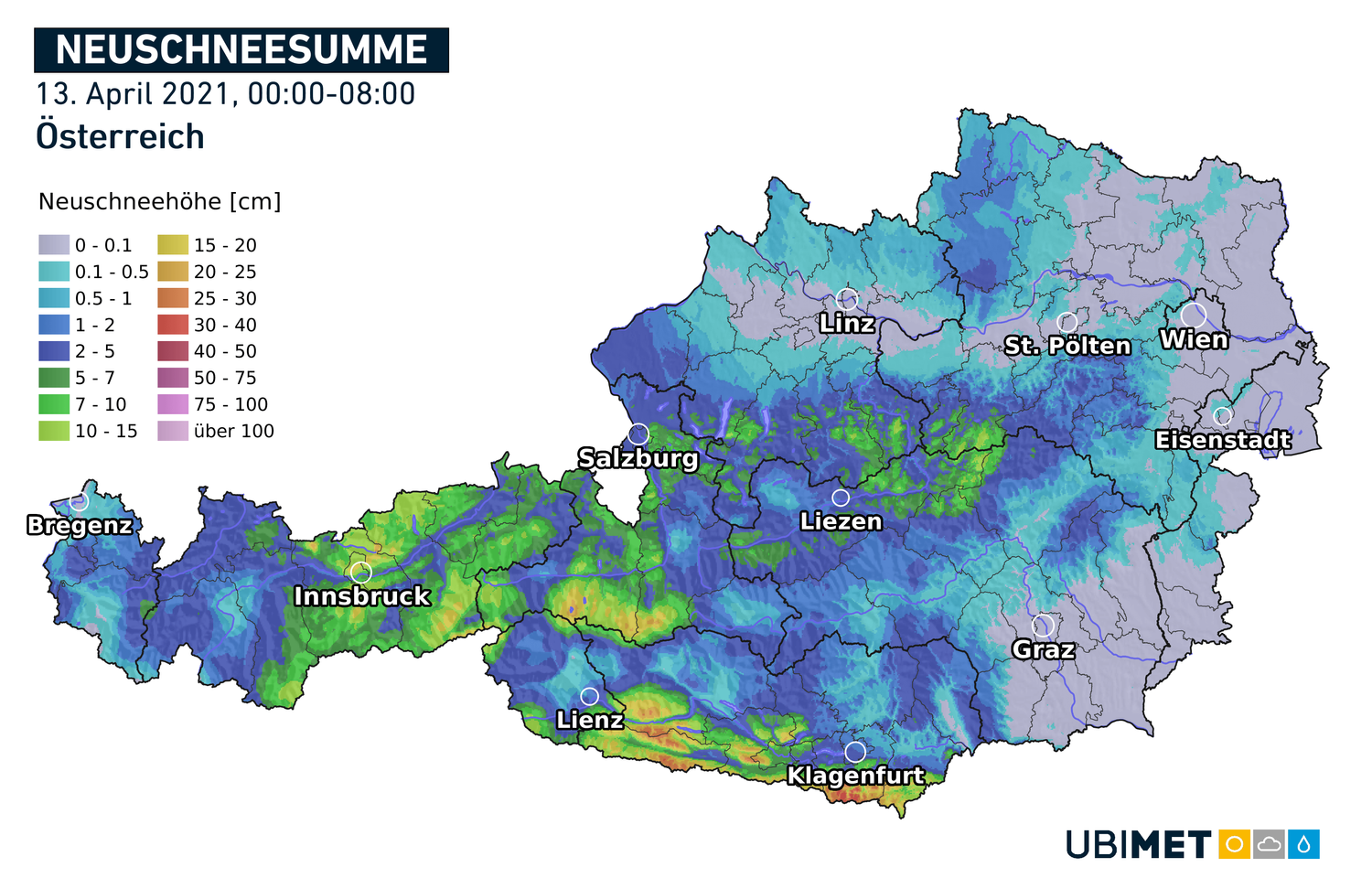 Der Neuschnee am 13. April 2021.
