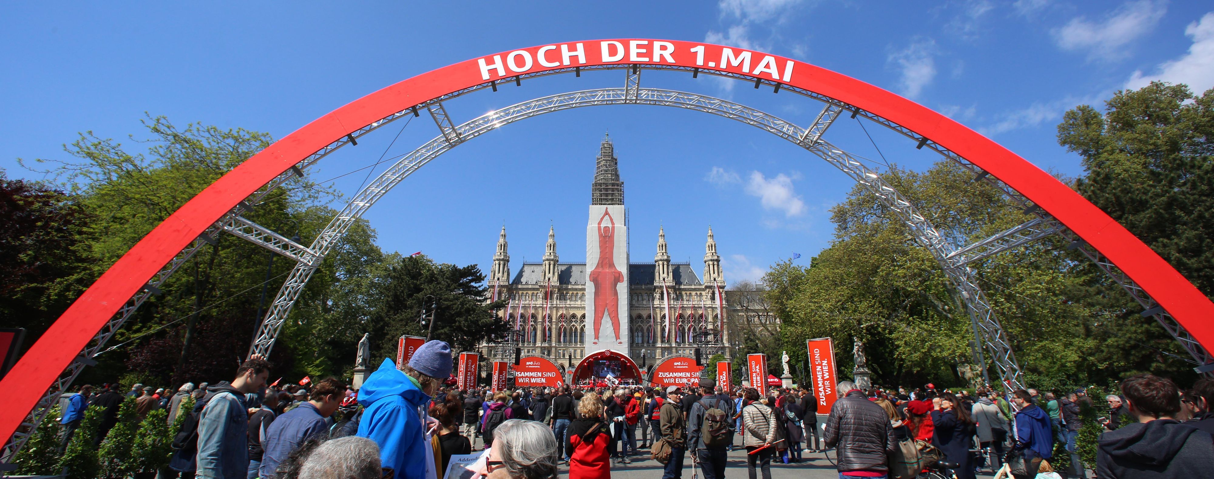 Maiaufmarsch der SPÖ am Rathausplatz 2019