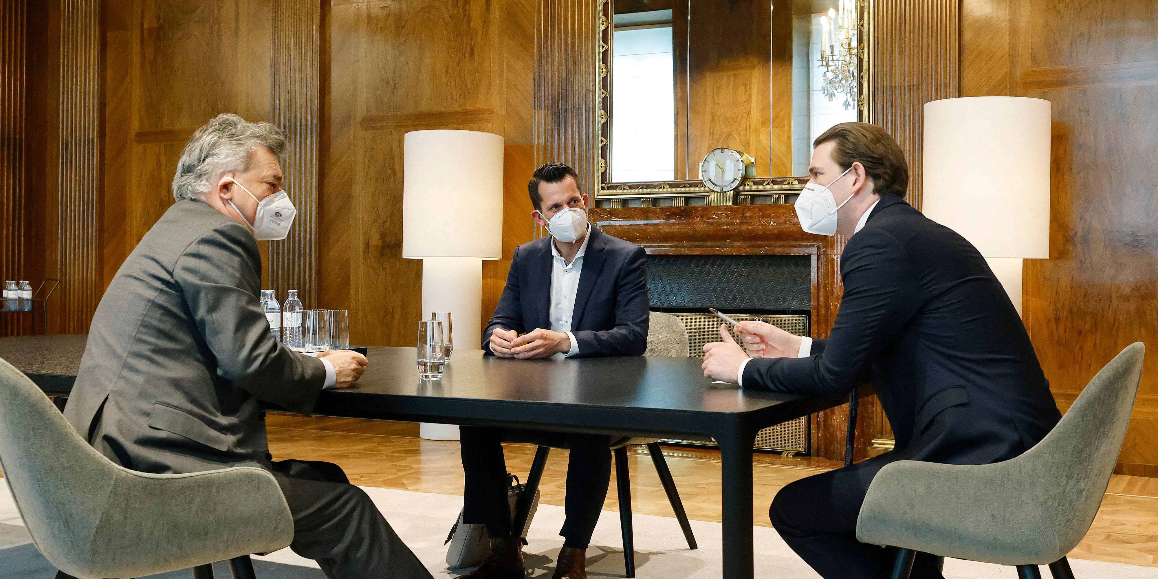 Kanzler Kurz sprach von einem "extrem positiven" ersten Gespräch mit dem neuen Gesundheitsminister Wolfgang Mückstein. 