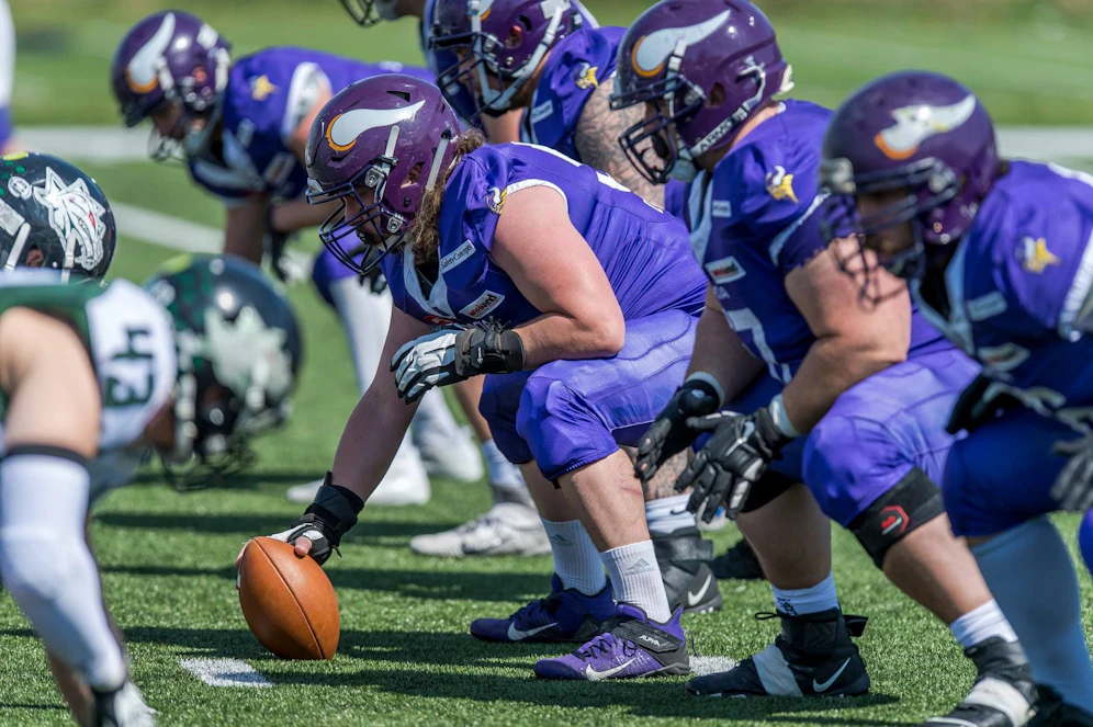 Zeigen Dominanz an der Line of Scrimmage / Die Dacia Vikings Offensive Line 2021