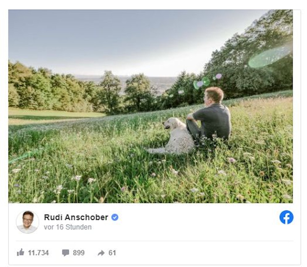 Altes Foto, neues Leben: So zeigt sich Anschober nach seinem Rücktritt auf Facebook.