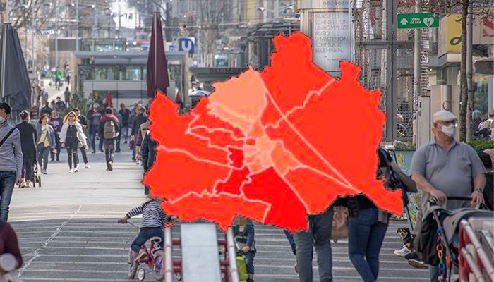 Die derzeit schlimmsten Corona-Bezirke Wiens. 