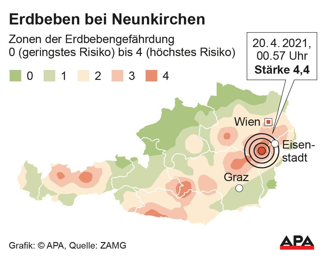 Grafik zeigt das Epizentrum des Bebens.