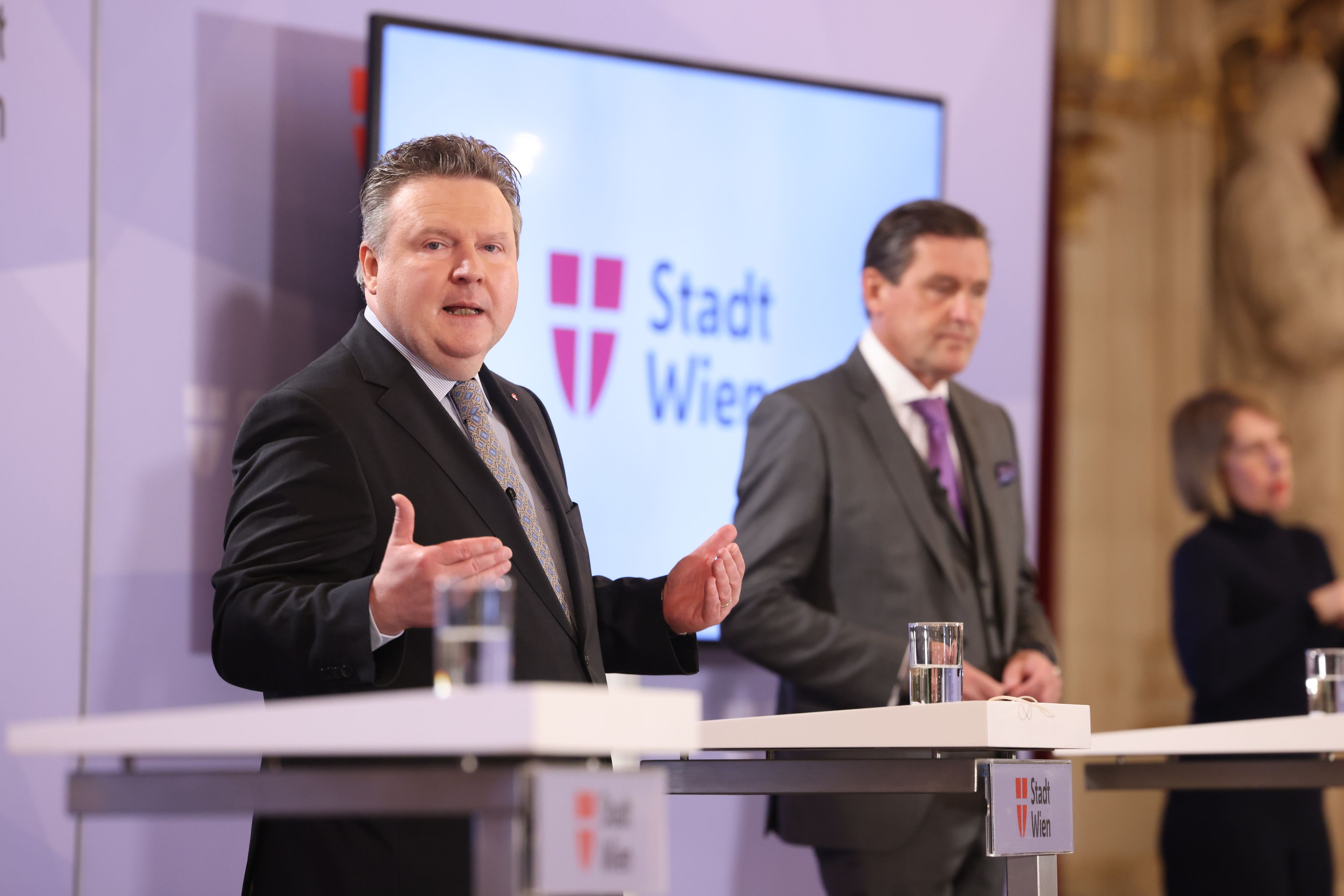 PK Startup-Event ViennaUP’21: Bürgermeister Michael Ludwig und Wirtschaftsstadtrat Peter Hanke.&nbsp;