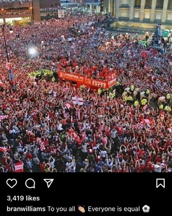 Brendon Williams löschte dieses Posting – ein gefundenes Fressen für alle Liverpool-Fans.