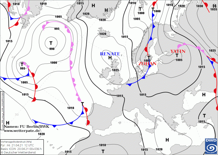 Frontenkarte für Mittwoch, den 21. April 2021