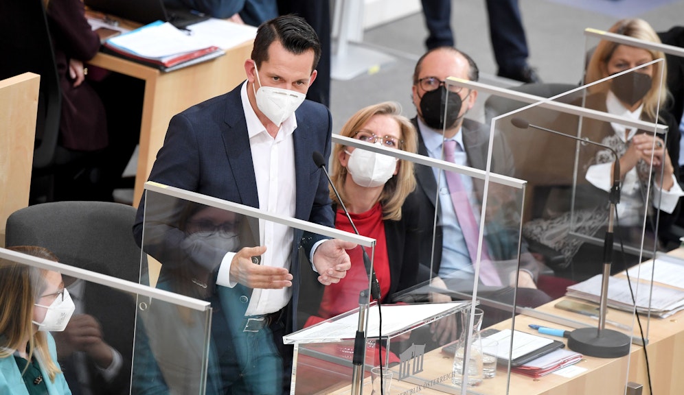 Sozial- und Gesundheitsminister Wolfgang Mückstein (Grüne) am Mittwoch im Nationalrat.