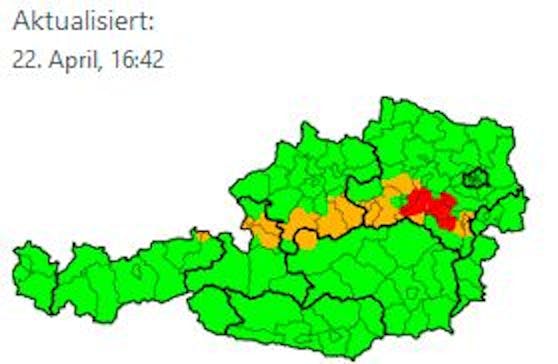 Warnstufe Rot in Niederösterreich.