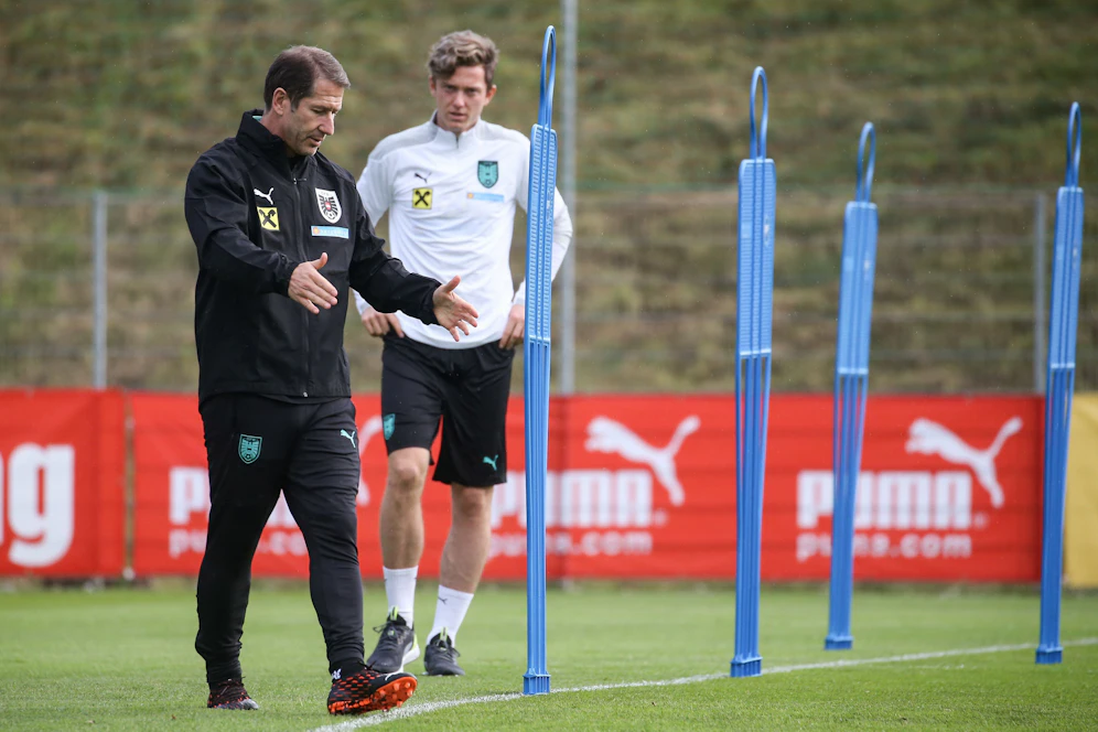 ÖFB-Teamchef Foda mit Stürmer Gregoritsch