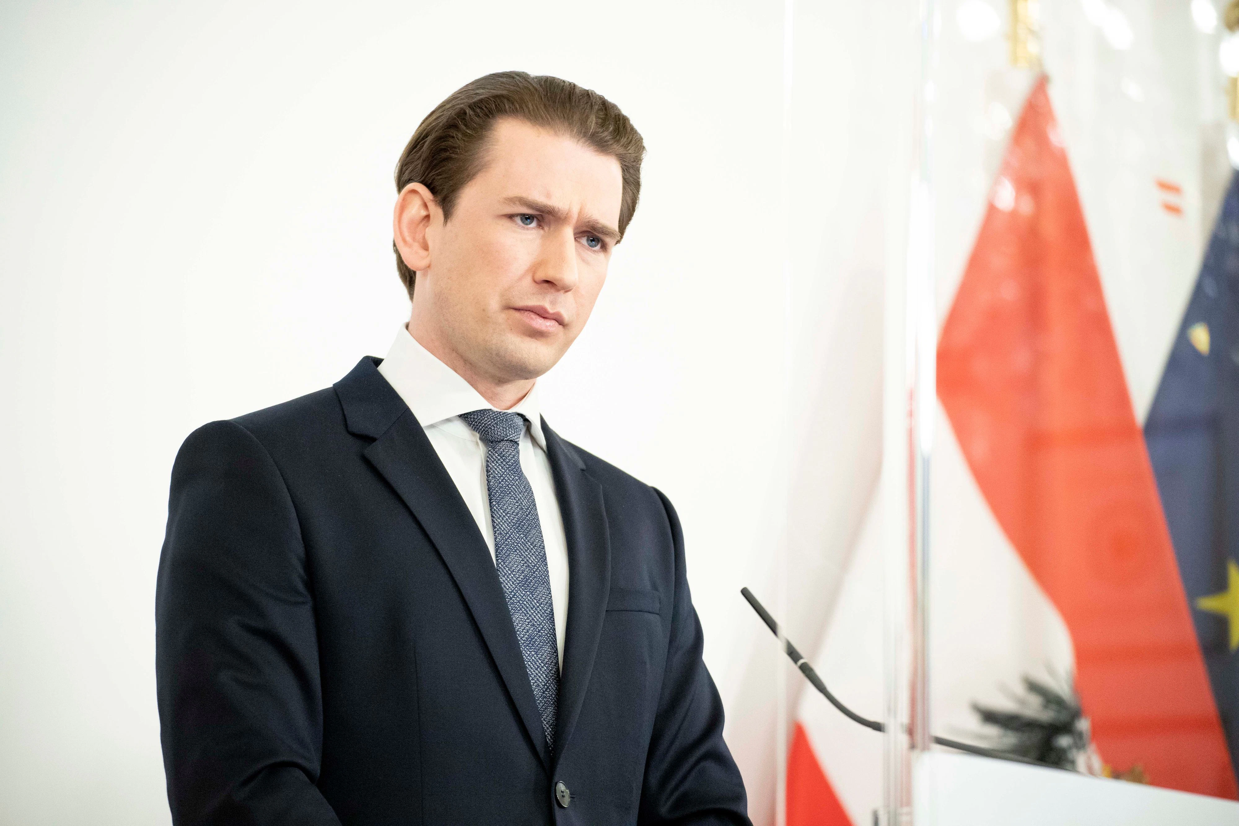Bundeskanzler Sebastian Kurz (ÖVP) bei einem Pressefoyer nach einem Ministerrat.