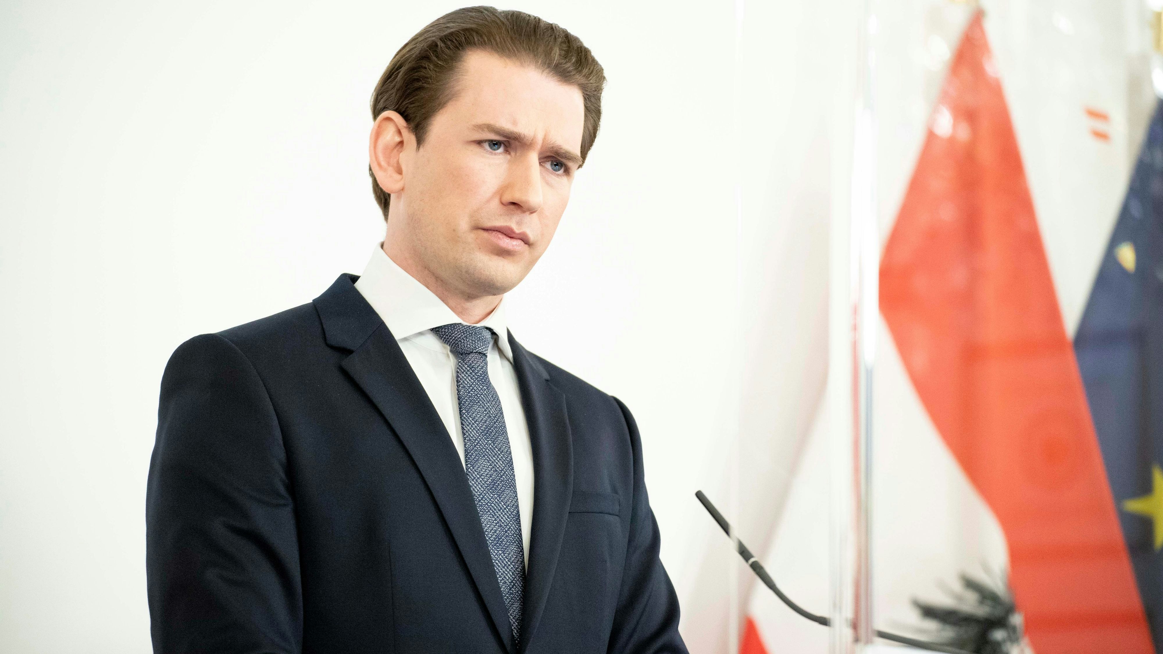 Bundeskanzler Sebastian Kurz (ÖVP) bei einem Pressefoyer nach einem Ministerrat.