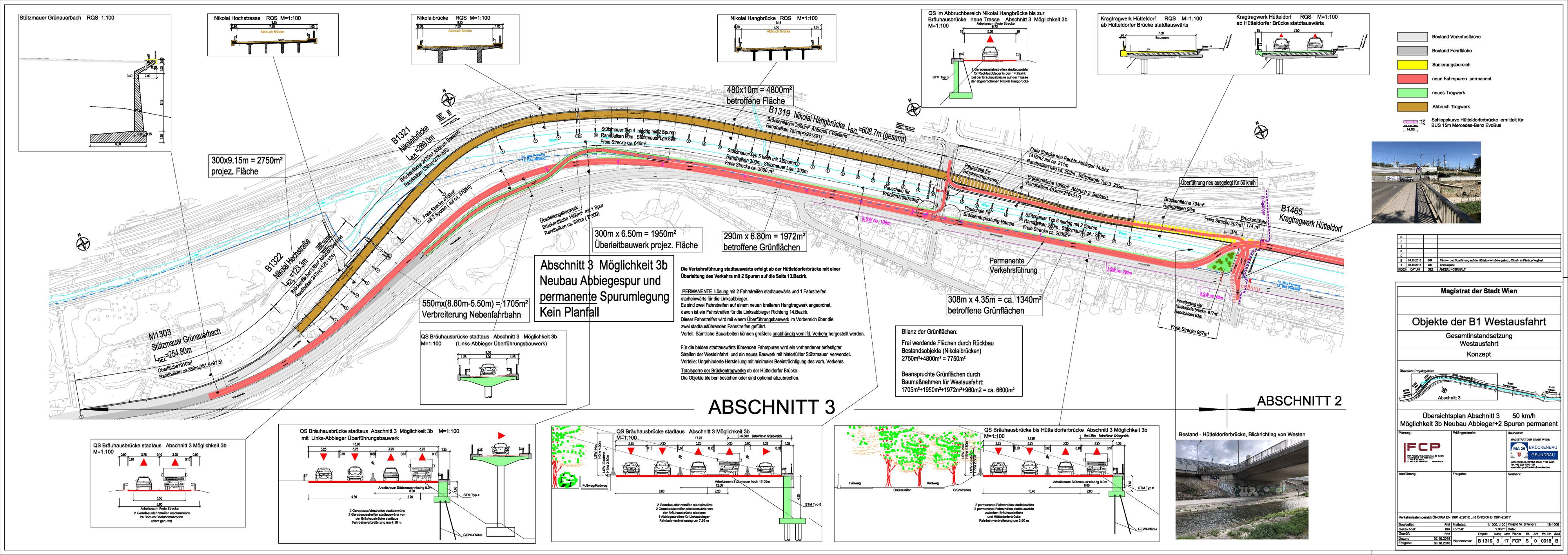 Das vorliegende Projekt der MA29 - Brücken- und Grundbau sieht eine Zusammenlegung der zweispurigen Westausfahrt mit der bereits existierenden Westeinfahrt neben dem Wohngebiet in Hacking (Hietzing) und dem Franz-Schimon-Park vor. Gemeinsam mit einer vorgesehenen Abbiegespur über die Bräuhausbrücke in Richtung Penzing ergeben sich im Abschnitt vor der Bräuhausbrücke so fünf Fahrspuren. Der Bezirk und die Anrainer laufen dagegen Sturm.