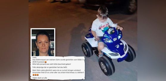 Unbekannte stahlen schon wieder das Elektro-Quad von Leon. Die Mama postete den Vorfall auf Facebook.