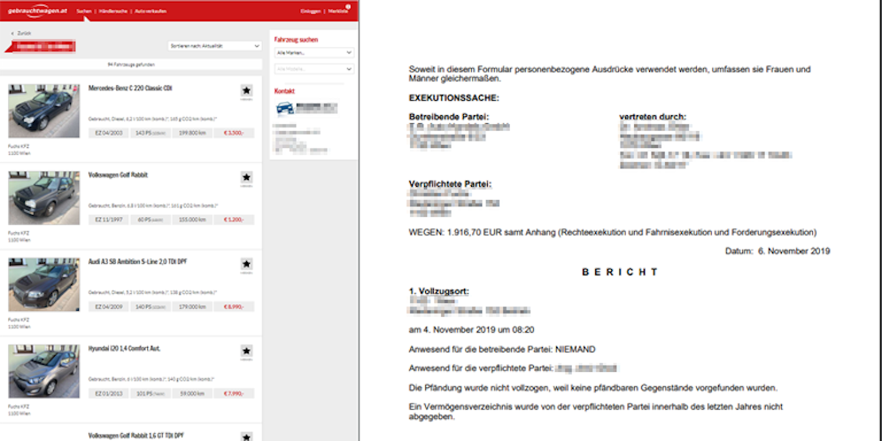 Obwohl es keine pfändbaren Gegenstände geben soll, bietet dieser Autohändler 94 Autos zum Verkauf an