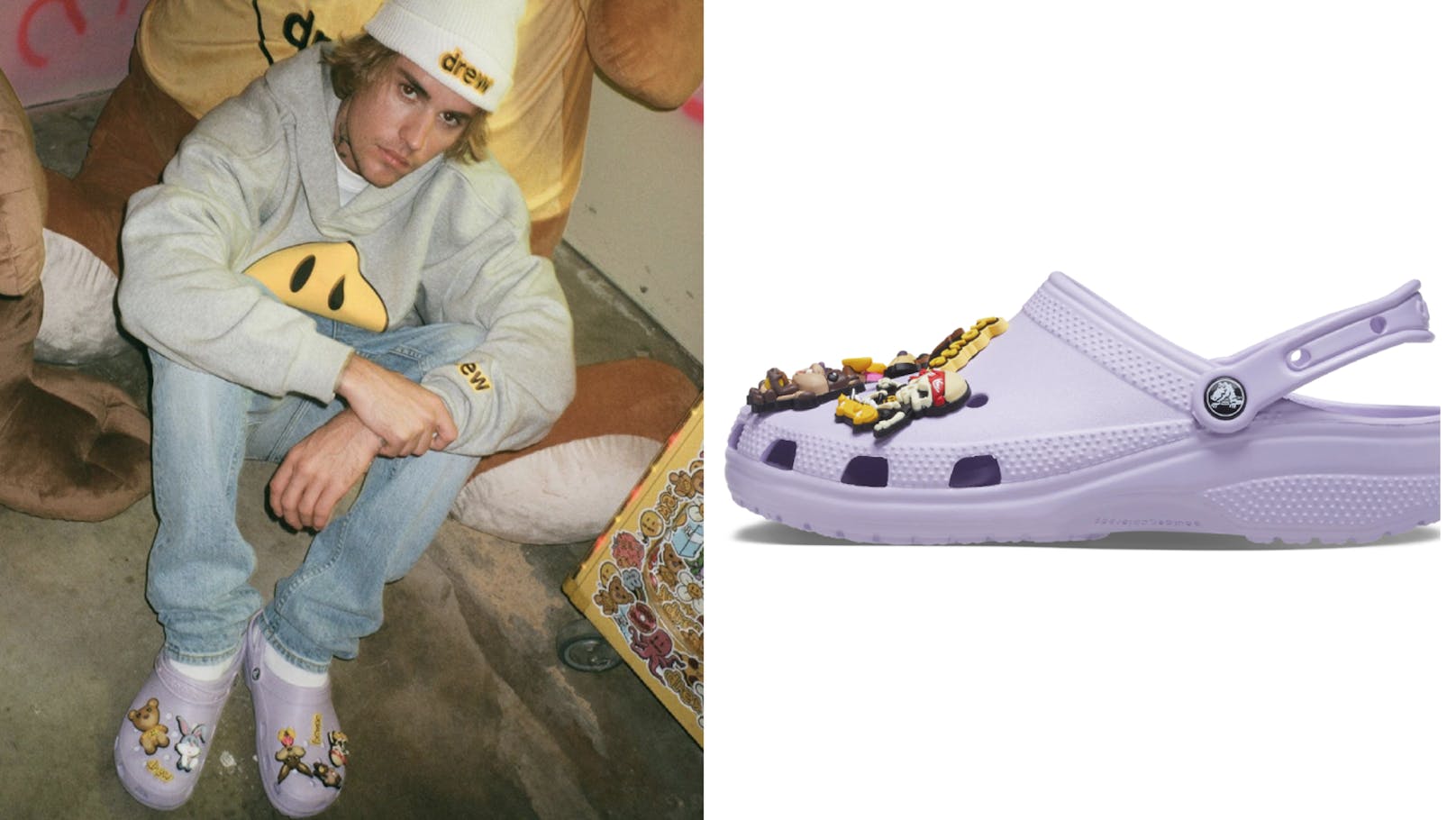 Justin Bieber steht auf bunt. Das ist klar. Und so sehen seine Crocs auch aus.