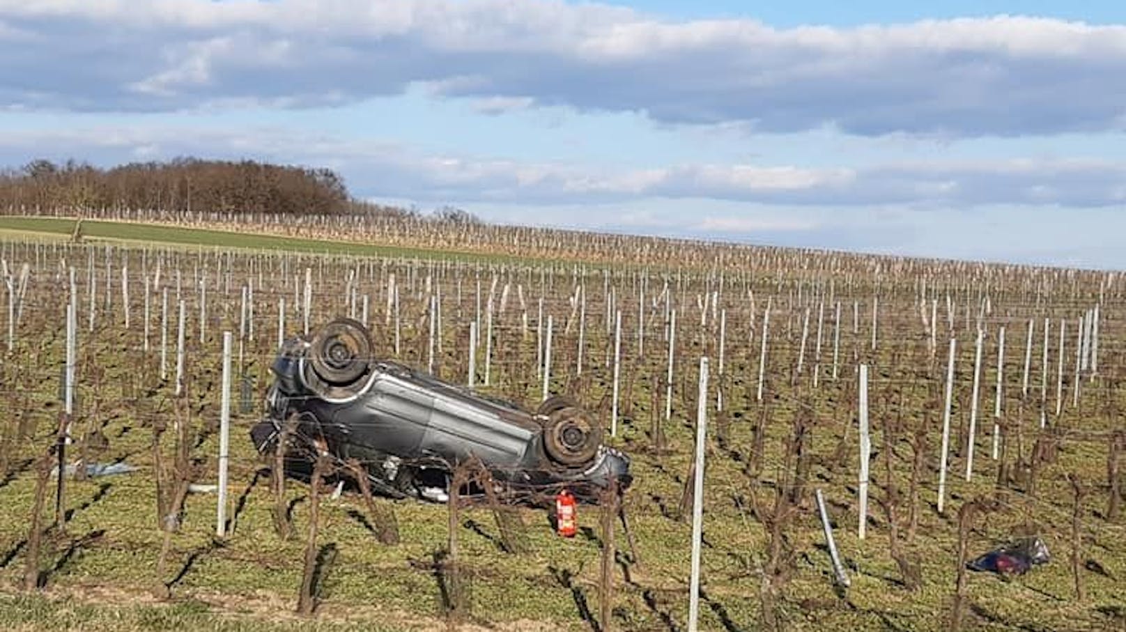 Die junge Lenkerin landete auf dem Dach im Weingarten.