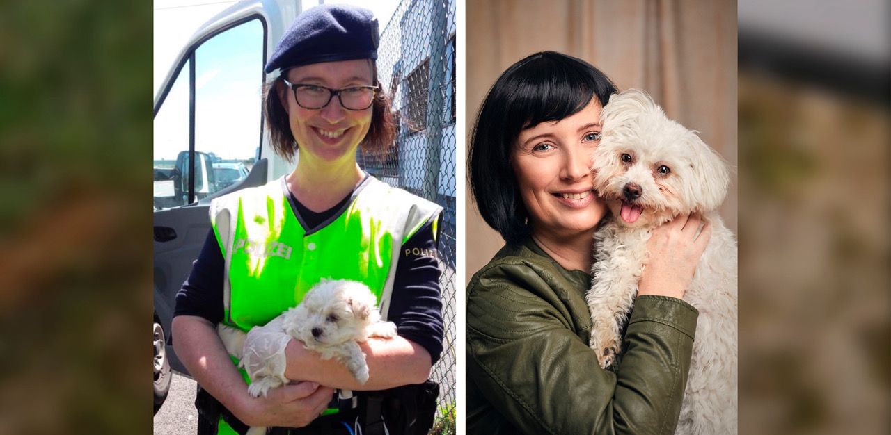 Gruppeninspektorin Eva P. mit "Cora" Anfang Mai vergangenen Jahres und jetzt.