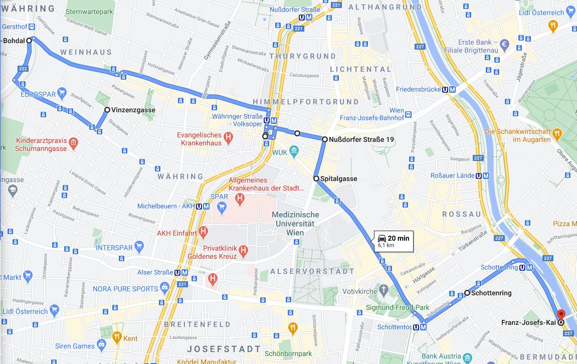 Das war die ungefähre Route des Rasers