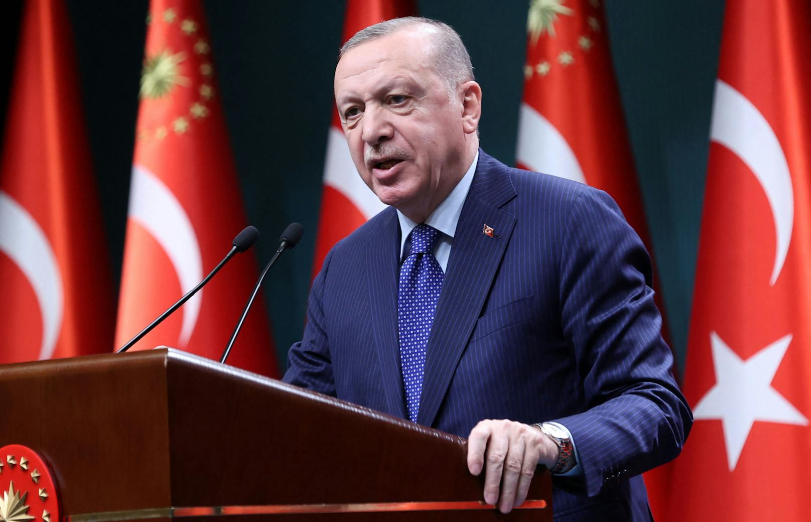 Recep Tayyip Erdogan bei einer Rede am 5. April 2021. 