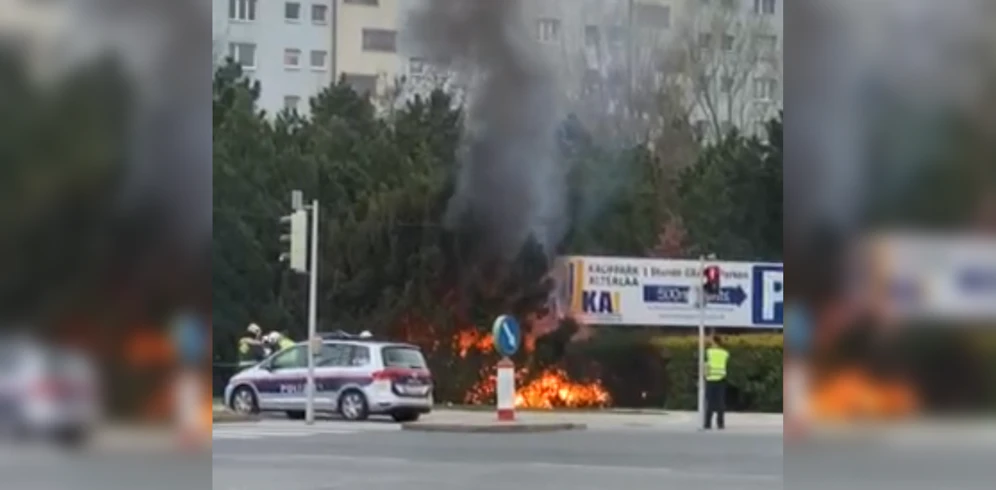 Vor dem Kaufpark Alterlaa brannte es am Montag.