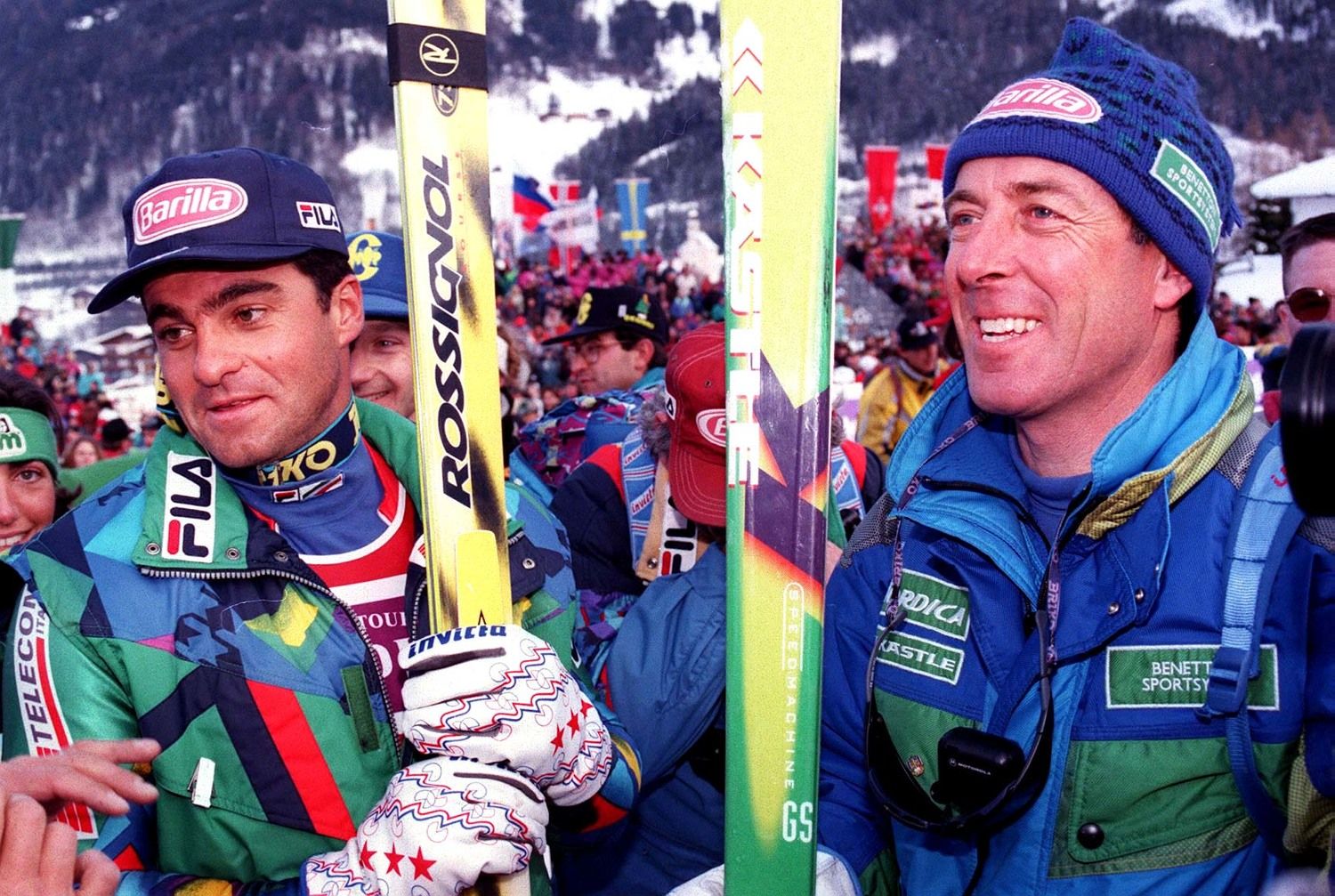 Alberto Tomba mit Gustav Thöni.