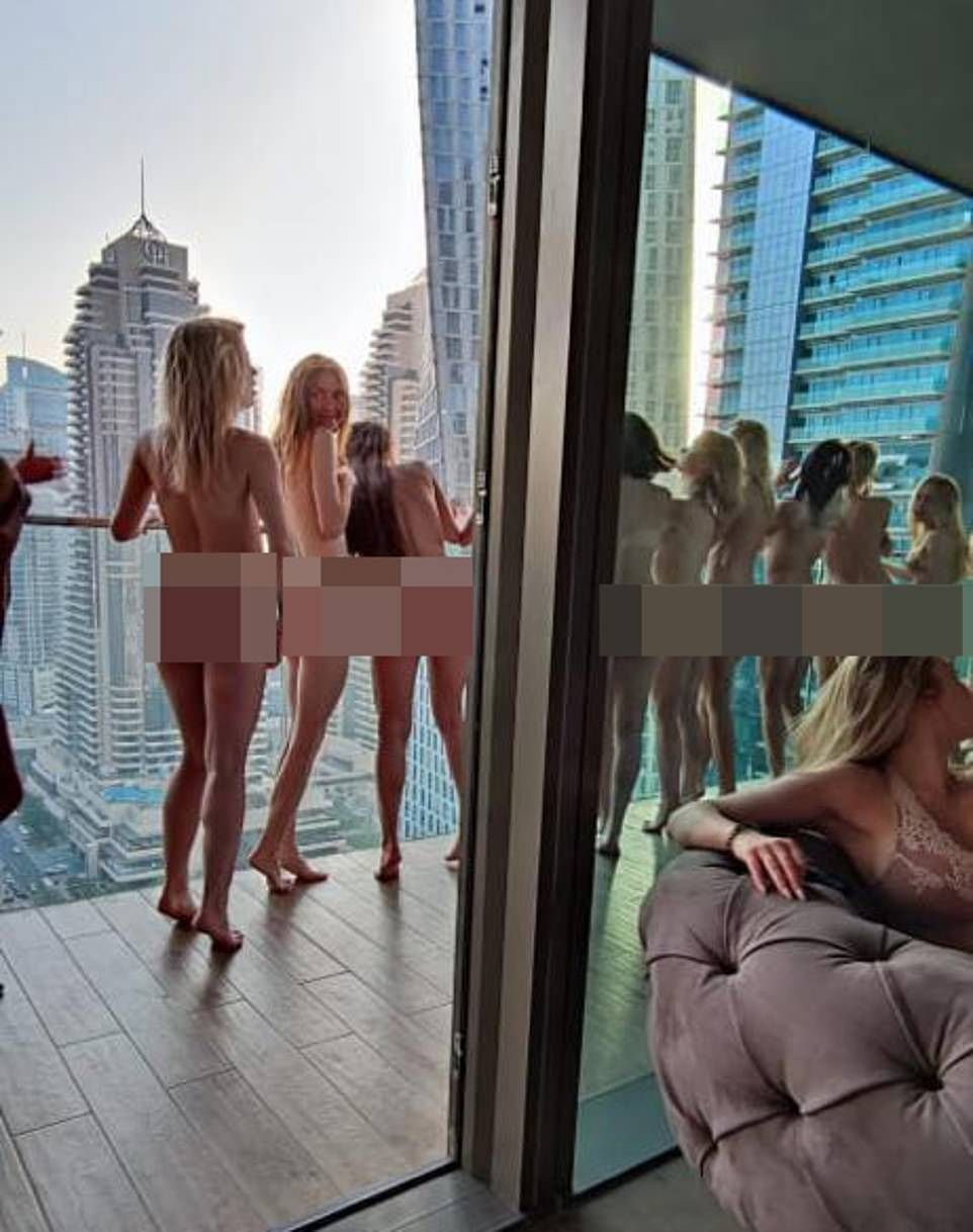 Nackt-Models in Dubai - so posierten sie auf einem Balkon eines Hochhauses.