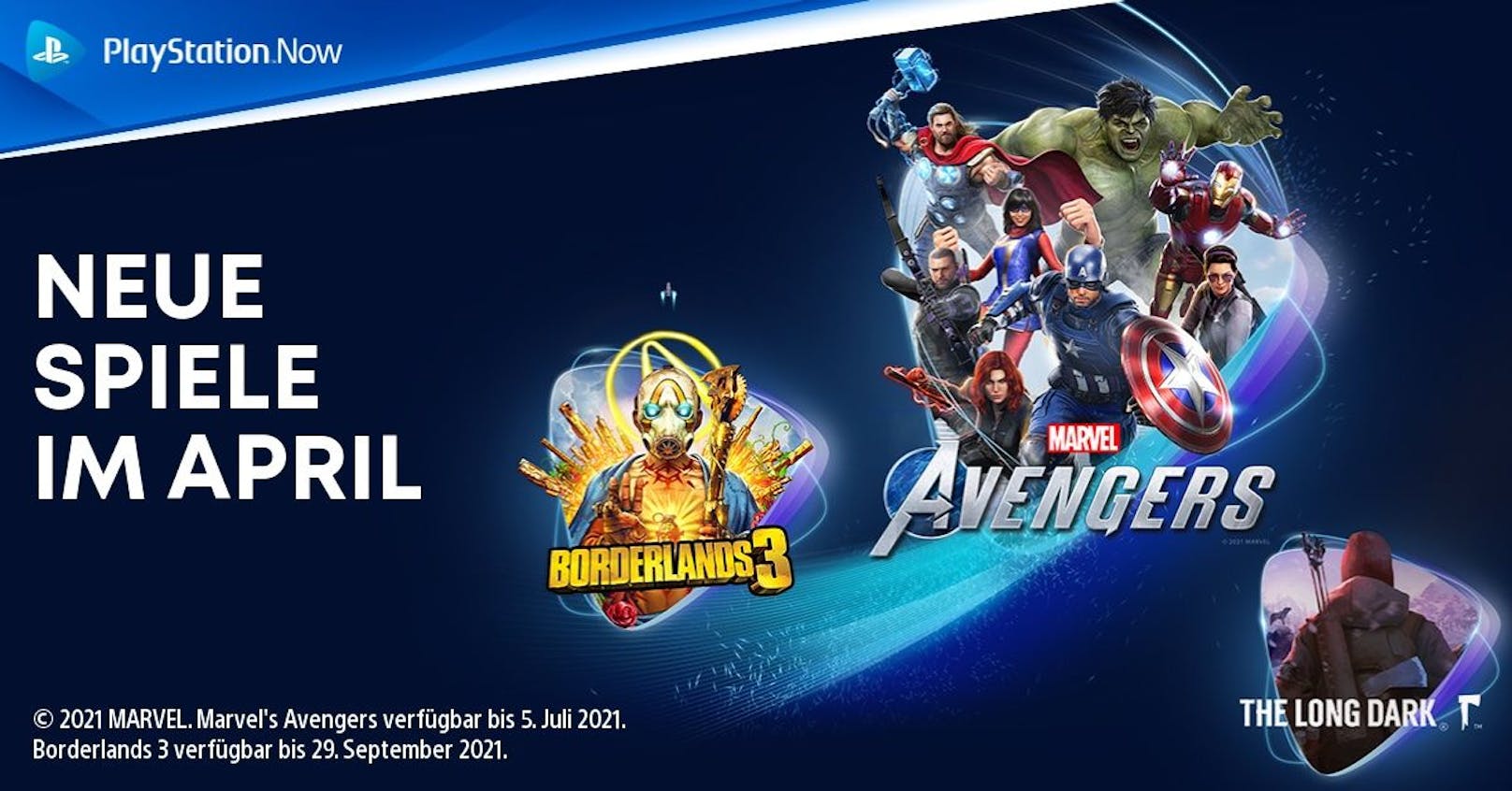 PlayStation Now-Spiele im April: Marvel's Avengers, Borderlands 3 und The Long Dark.
