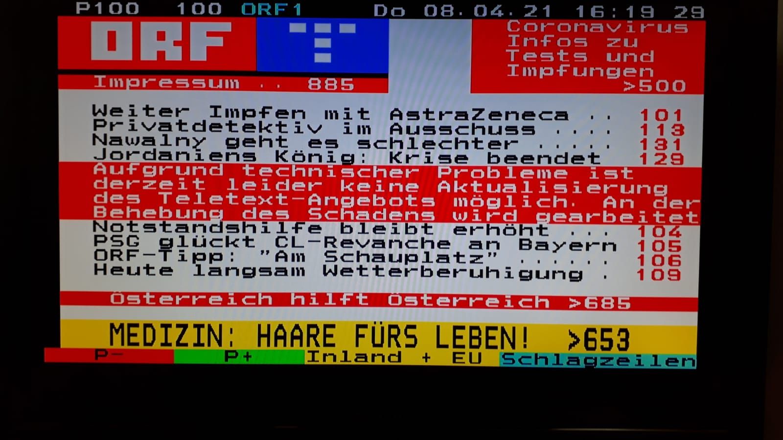 Der ORF Teletext ist derzeit nur eingeschränkt verfügbar.
