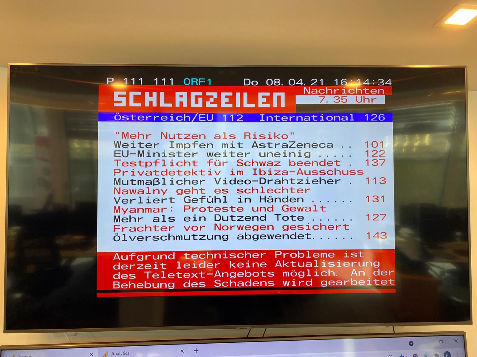 Auch auf Seite 111 gibt es den Hinweis zu den technischen Problemen.